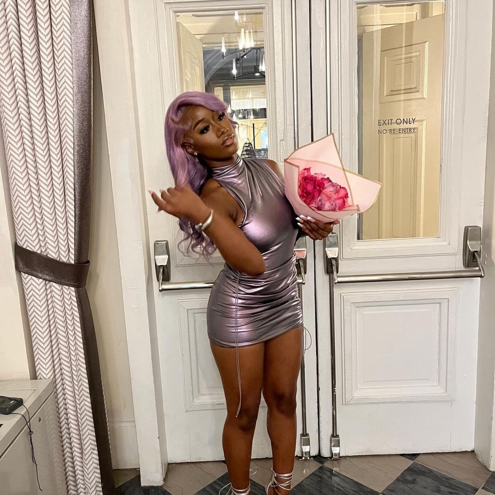 2 piece ruched chrome set